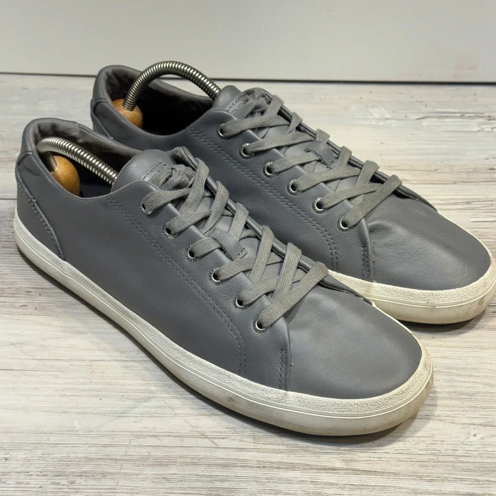 Sperry‎ Mens Gray Leather Lace Up Casual Sneakers STS25489 Size 10.5